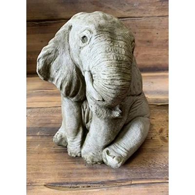 Image of STONE GARDEN CUTE SITTING BABY ELEPHANT GIFT ORNAMENT