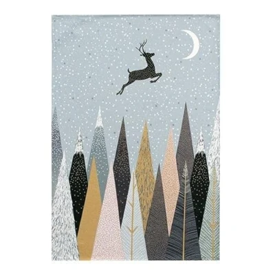 Image of Sara Miller Frosted Pines Collection Tea Towel Deer