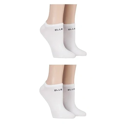 Image of Elle Ladies Patterned and Plain Assorted Sock Styles including Anklets, No Show, Trainer Regular Bamboo Socks in a Multipack of 4 Show White 8