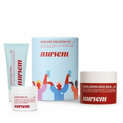 Image of Nursem Skin Care Discovery Set 3 Piece Hand Cream &amp; Kit for Dry, Sensitive Best Dry Hands, Cracked Hands Dermatitis Moisturizing Protective Gift