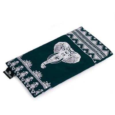 Image of Yoga Studio Organic Aztec Elephant Eye Pillow 23cm x 12/13cm, Lavender &amp; Linseed Scented for Tired Eyes, and Headaches (Teal Elephant)