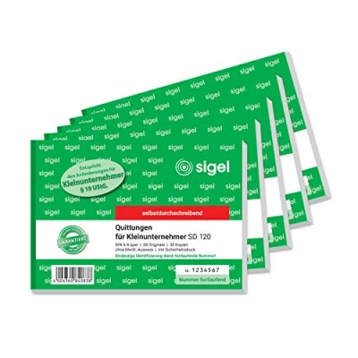 Image of Sigel SD120 Invoices for Small Companies with Security Print, Carbonless, A6 Landscape 5 Piece