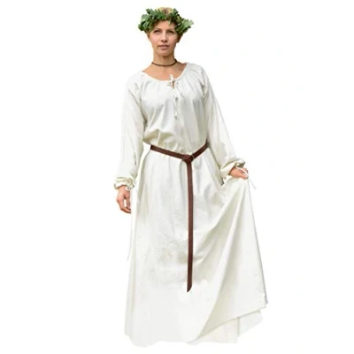 Image of Battle Merchant Ana Ladies Medieval Dress Viking LARP Costume Natural Small