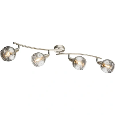 Image of Roman Ceiling Spotlight Bar Nickel Matt Glass Shade 4x E14 3000K