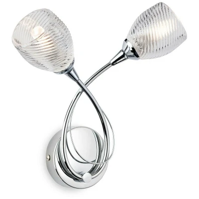 Image of Henley 2 Light Indoor Wall Chrome, Clear Decorative Glass, G9