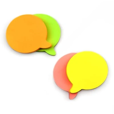 Image of 1200 Speech Bubble Shaped Sticky Notes Bright Pads Colours (76x76mm) Set of 12 (100 Sheets Each) Removable Memo in Yellow, Pink, Green, Orange Office, Home &amp; School Use