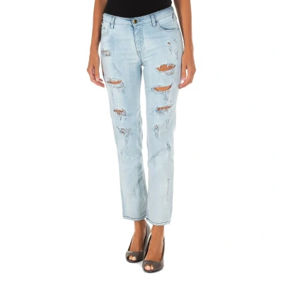 Image of Met Womens Long denim pants with straight hem cut 10DB50255 woman Blue Cotton Size 24 (Waist)