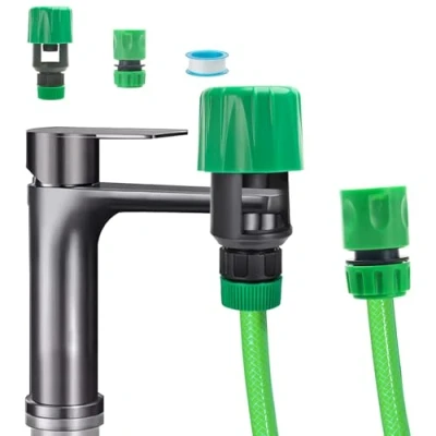 Image of 2 Pack Kitchen Tap Hose Connector, Mixer Universal Pipe Connector to Tap, Adapter for and Garden Attachment with Leak Proof Tape