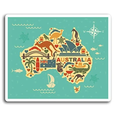Image of 2 x 10cm Australia Map Vinyl Stickers Sticker Laptop Luggage #19333 (10cm Wide)