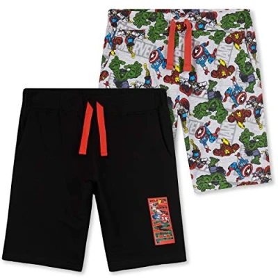 Image of Marvel Boys Shorts, Sports Shorts with Iron Man Captain America Hulk and Thor, Casual Summer Jogger Gifts for Teenagers (3 4 Years, Black)