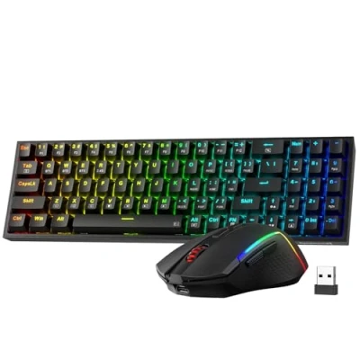 Image of Redragon BS136 Gaming Keyboard &amp; Mouse Combo, 75% K628 Tri Mode Wireless RGB Mechanical and 8000 DPI Gamer Bundle