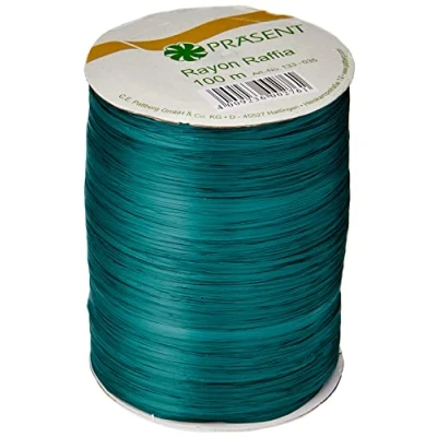 Image of C.E. Pattberg Präsent Rayon Raffia Biodegradable Ribbon Dark Green 100 meter spool
