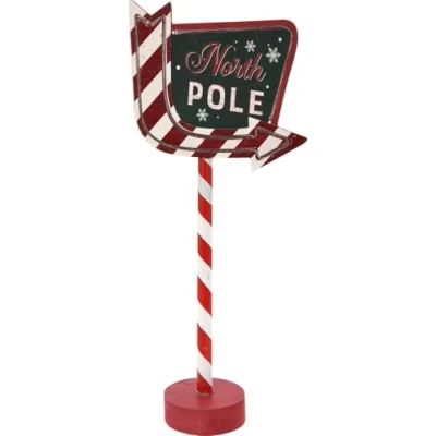Image of LED Light Up North Pole Sign Battery Operated Outdoor Xmas Christmas Decoration