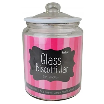 Image of Small to Large Clear Glass Storage Jar with Silicone Lid Biscotti Jars (6 Litre)