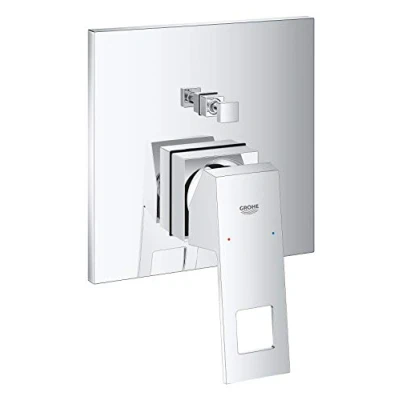 Image of GROHE Eurocube Single Lever Shower/Bath Mixer Trim Set, 2 Way Diverter, Concealed Installation, Chrome, 24062000