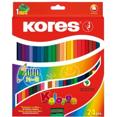 Image of Kores Kolores Duo Coloured Pencils, Double, Triang., 24 Pencils / 48 Colours, 93224