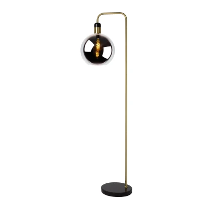 Image of Lucide Julius floor lamp with marble base, black/gold
