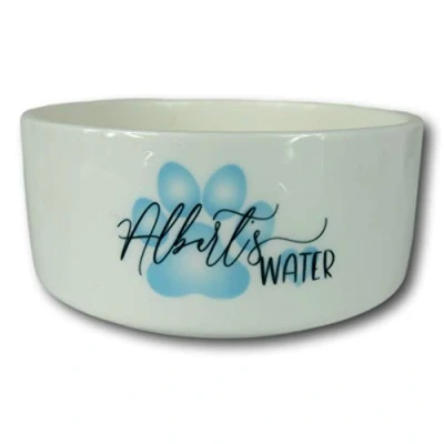 Image of Personalised Pet bowl Blue Footprint dog New present puppy animal Ceramic Accessories (Medium)