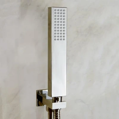 Image of Stanmore Chrome Rectangular Shower Handset Kit &amp; 1.5m Hose, Adjustable Bracket
