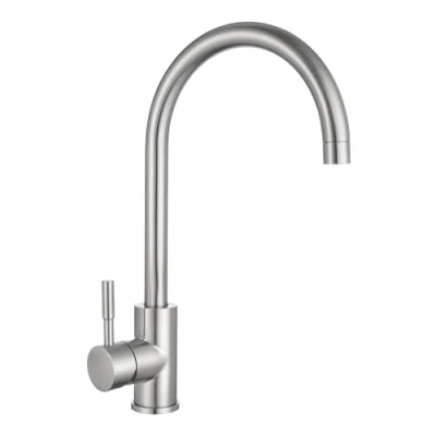 Image of VCBRPT Kitchen Tap Brushed Steel Mixer Taps 1 Hole Single Lever Sink Monobloc Nickel Faucet Stainless 360 Swivel