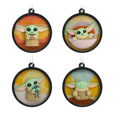 Image of Hallmark Star Wars: The Mandalorian Grogu Scenes Mini Christmas Ornaments, Shatterproof, Set of 4, May 4th