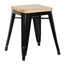 Image of Bolero Bistro Low Stools with Wooden Seat Pad Black (4 pack)