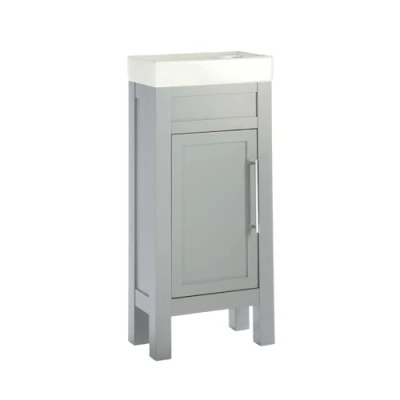 Image of Milano Aston Light Grey 400mm Traditional Bathroom Cloakroom Vanity Unit Modern Chrome Bar Handle