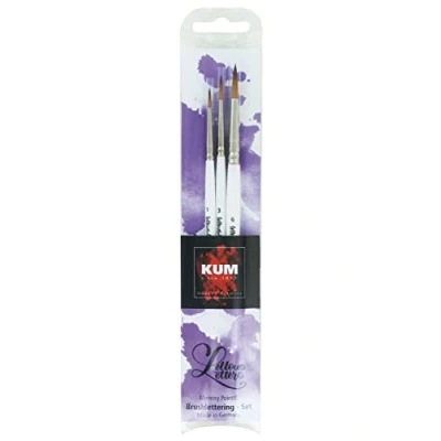Image of Kum 5119416 Memory Point Brushlettering Width 1, 3 &amp; 6 Brushes in Set, White