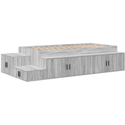 Image of vidaXL Storage Bed Frame Grey Sonoma 100x200 cm