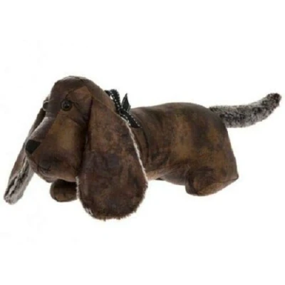 Image of Assorted Doorstop Door Stop Stopper Filled Heavy Faux Leather Novelty Wedge (Brown Dachshund Doorstop)