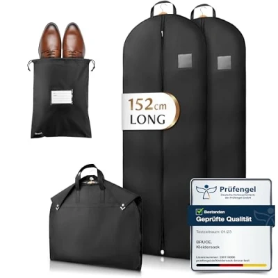 Image of Bruce.® 2x Premium Garment Case [152x60cm] Dust Cover for Suits, Jackets, Dresses Clothing Storage Travel Clothes Wardrobe