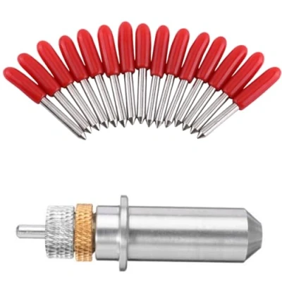 Image of Jadeshay Cutting Blades,15Pcs Blade Vinyl Cutter Plotter Blades 45 Degrees,Vinyl Roland Plotter, Replacement for Cricut Maker,with Holder Base and Cap