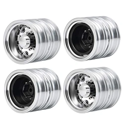 Image of AXspeed 4pcs Metal Rear Wheel Rims Hubs for 1:14 Tamiya Trailer Tractor Truck RC Car
