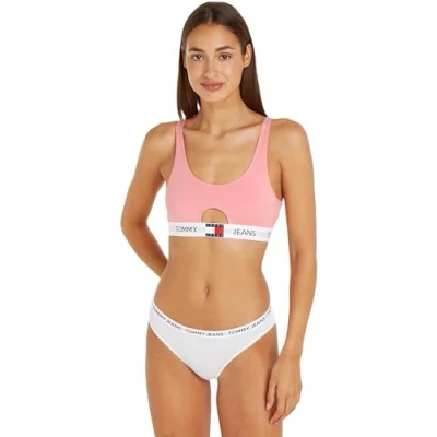 Image of Tommy Hilfiger Women&#039;s Keyhole Bralette (Ext Sizes) Uw0uw05345 Other Bras, Pink (Tickled Pink), M