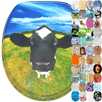 Image of Sanilo Toilet Seat, Wide Choice of Beautiful Seats, Stable Hinges, Easy to Mount (Cow)