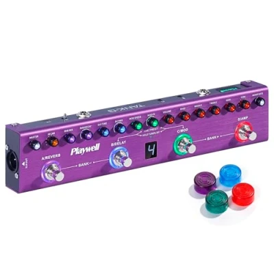 Image of Playwell Multi Effects Guitar Pedal TANK G,Digital Electric Effector with 36 Editable Presets,Chorus,Delay,Reverb,MOD,IR Loading,Recording,Tuner,Built in battery,BT connection