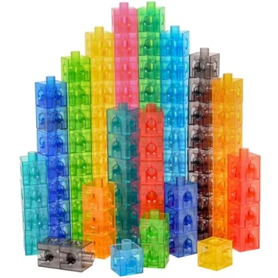 Image of edxeducation Translucent Linking Cubes Construction Toy for Early Maths Set of 100 2 cm Light Table Preschool and Primary Learning
