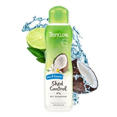 Image of TropiClean Dog Shampoo Grooming Supplies Shed Control for Pets Deshedding &amp; Cat Shedding Derived from Natural Ingredients Used by Groomers Lime Coconut, 355ml