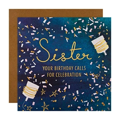 Image of Hallmark Large Birthday Card for Sister Contemporary Party Celebration Design
