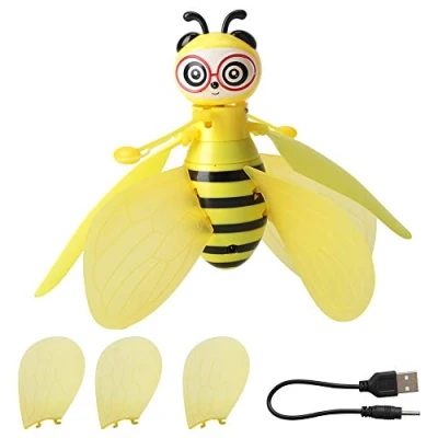 Image of Flying Bee Toys RC Infrared Induction Drone Helicopter with Shinning LED Light Hand Controlled Toy for Boys Girls