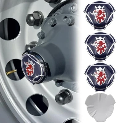 Image of 4 Pieces Griffin Aluminum Decals For Scania Truck Rim Wheel Center Caps Badge Emblem Sticker Cover (blue (silver crown))
