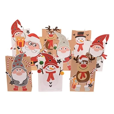 Image of Vaessen Creative DIY Advent Calendar Craft Kit with Paper Bags, Stickers, Wooden Pegs and Jute Twine to Make a Fun Countdown Christmas