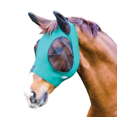 Image of WeatherBeeta Deluxe Stretch Bug Eye Saver with Ears, Hunter/Black, Pony