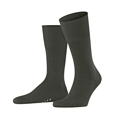 Image of FALKE Men&#039;s Airport M SO Wool Cotton Plain 1 Pair Socks, Green (Green Melange 7155), 8.5 9.5