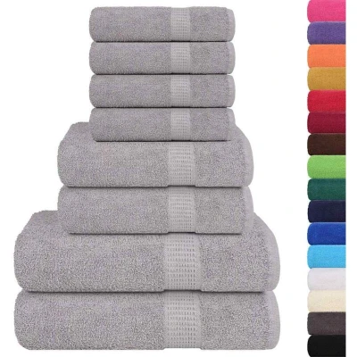 Image of vidaXL 8 Piece Towel Set Grey 360 gsm 100% Cotton