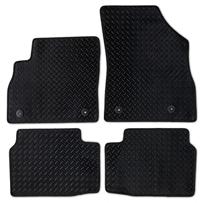 Image of Safe Travel Heavy Duty Rubber Car Mats With Clips 3mm Thick Black Trim For Astra (2015 Onwards) 4 Piece Set