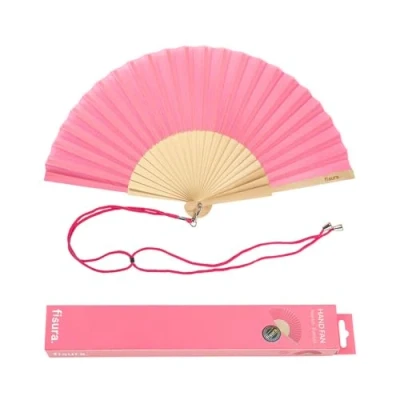 Image of Fisura Original handheld folding Fan with pattern .wooden fan. holding Hand Fans. Birthday Gifts Wedding Party Decoration. hanger included (Pink)