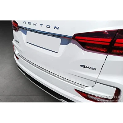 Image of Avisa Stainless Steel Rear bumper protector compatible with Ssangyong Rexton (YK) Facelift 2021 &#039;Ribs&#039;, Silver