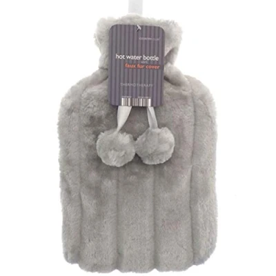 Image of Country Club Cozy Faux Fur Hot Water Bottle Silver