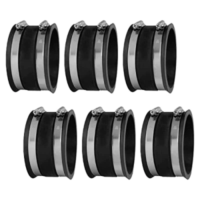 Image of POWERTEC 70149 P6 4 Inch Dust Control Flex Cuff with Steel Hose Clamps, Connector Rubber Coupler for Woodworking Collection Fittings, Collector Accessories &amp; Machinery, 6 Pack